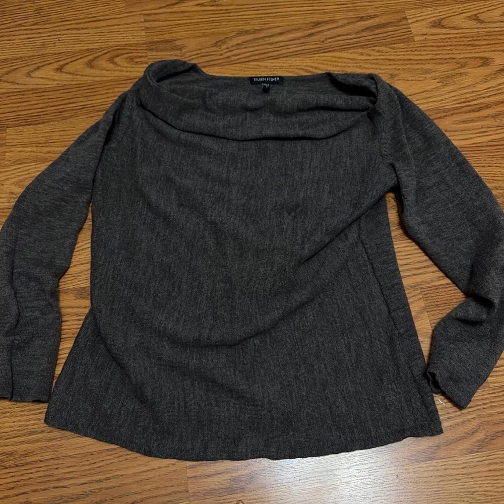 Eileen Fisher Charcoal Cowl Neck Sweater